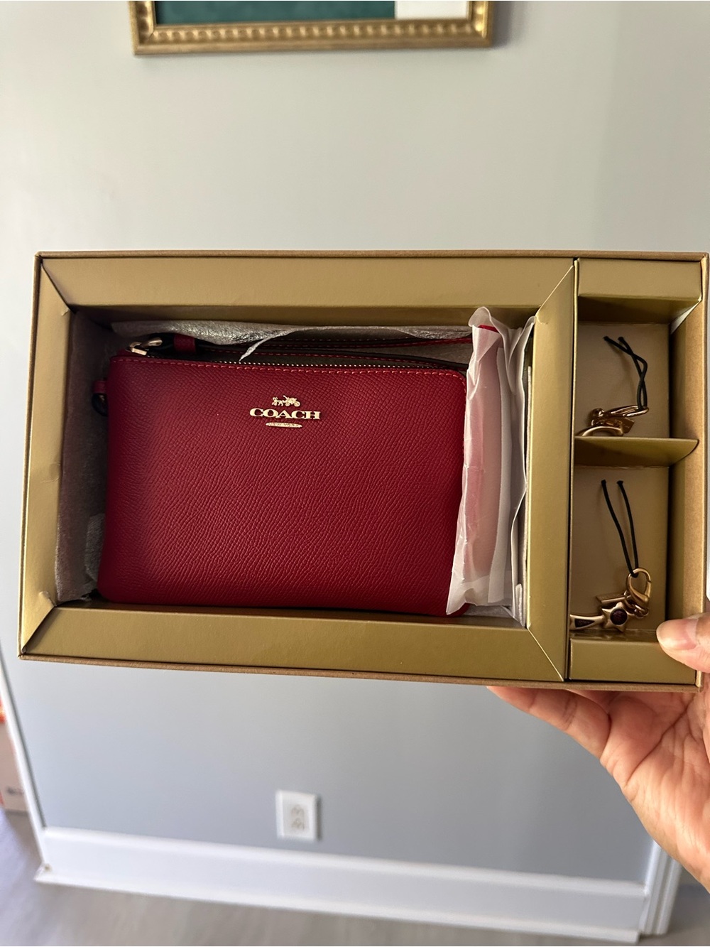 Coach Boxed Small Wristlet Wallet with charms